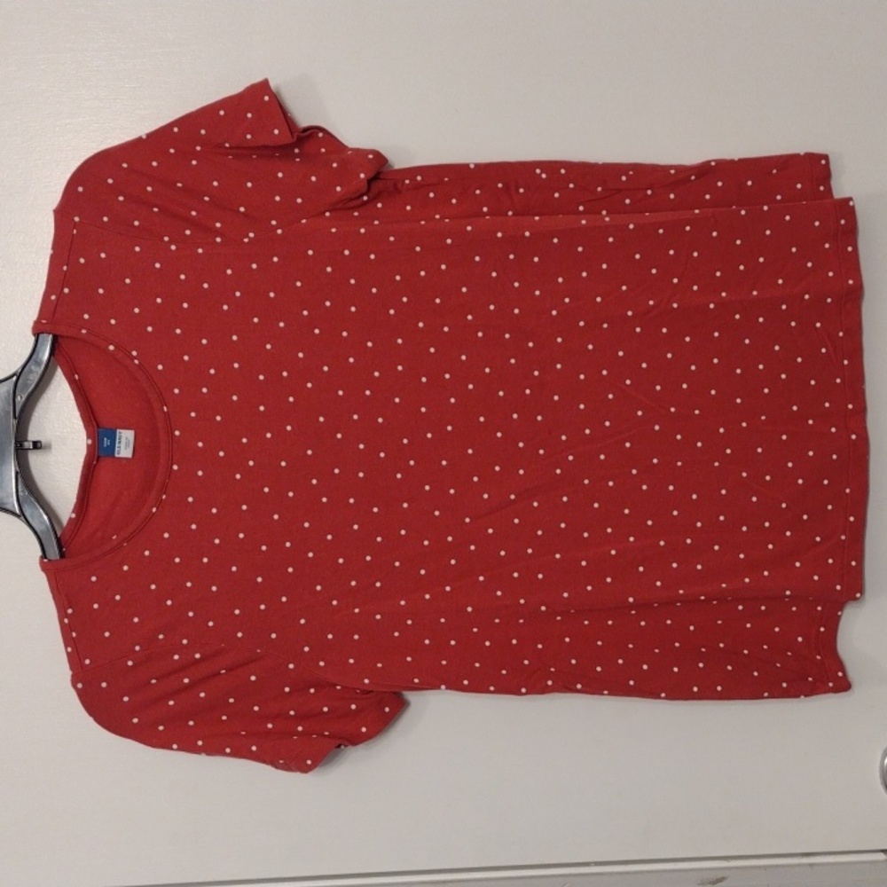 Old Navy Luxe T-shirt Rust Red White Dots Size XS